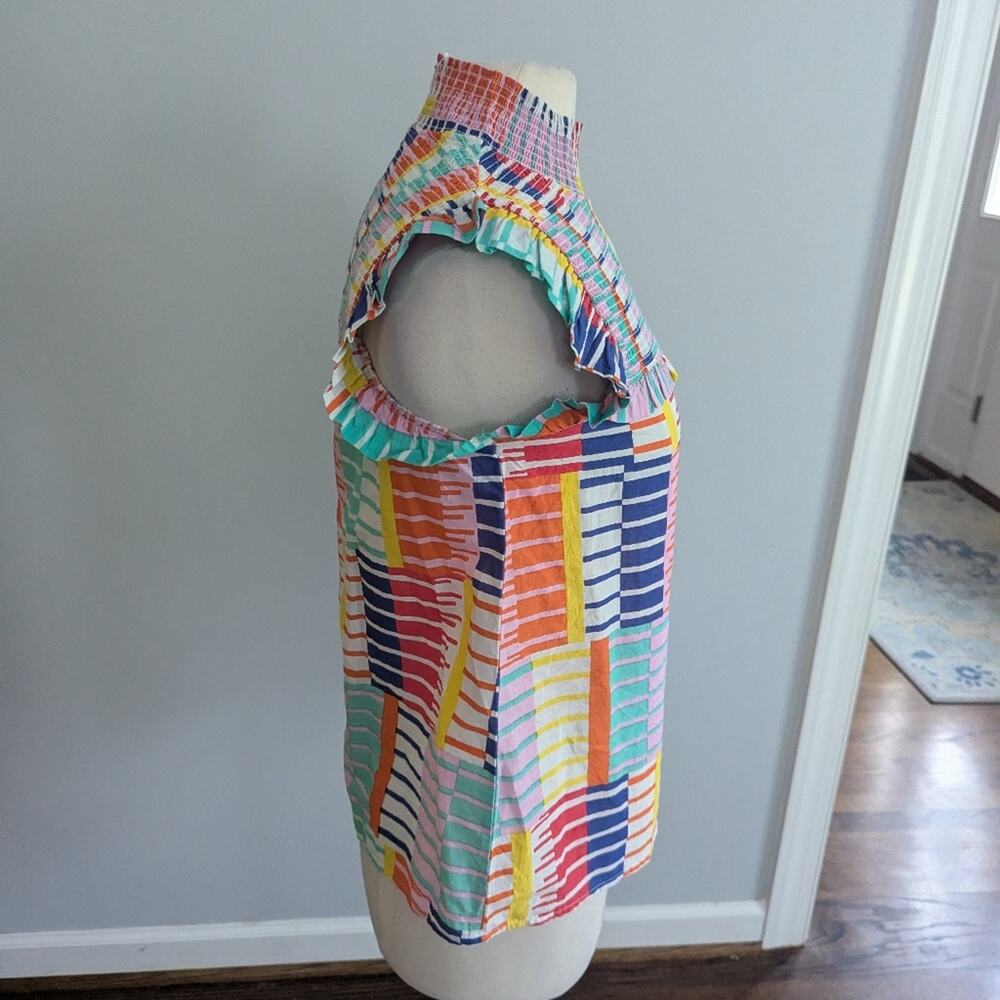 NEW Women's THML Small Rainbow Stripe Smocked Top - Picture 3 of 6